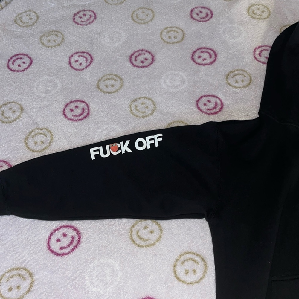 Black hoodie with message